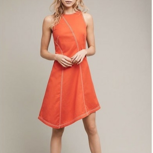 Anthropologie Maeve Asymmetrical Bileu Dress Orange - Picture 5 of 5